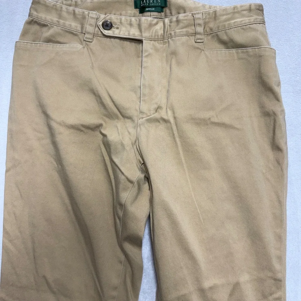 Lauren Ralph Lauren Adelle Khaki Chino Pants Tan Bootcut Stretch Trousers Mens 8